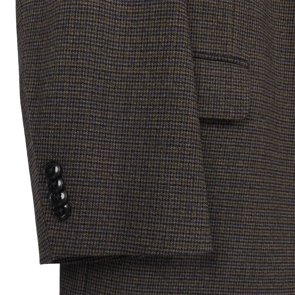 Michael Kors Mens Classic Fit Sport Coat 46L Brown Blue Houndstooth Stretch NWT